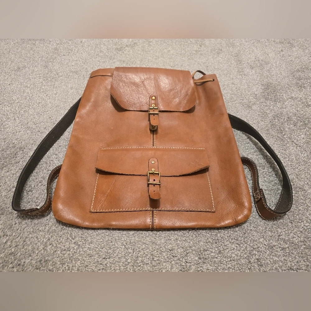 Patricia Nash Vintage Leather Backpack Tan Boho Travel Vacation Western Cottage - Picture 2 of 16